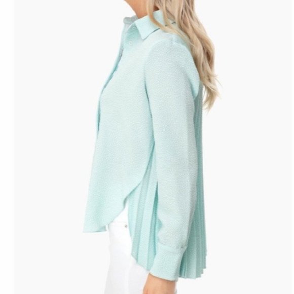 Tuckernuck Pleated Top Adele Sea Glass Blue Size XS NWT - Picture 3 of 12